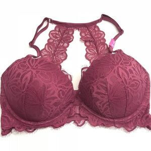 Victoria’s Secret Pink Date Push Up Padded racerback front closure bra Mauve 34D